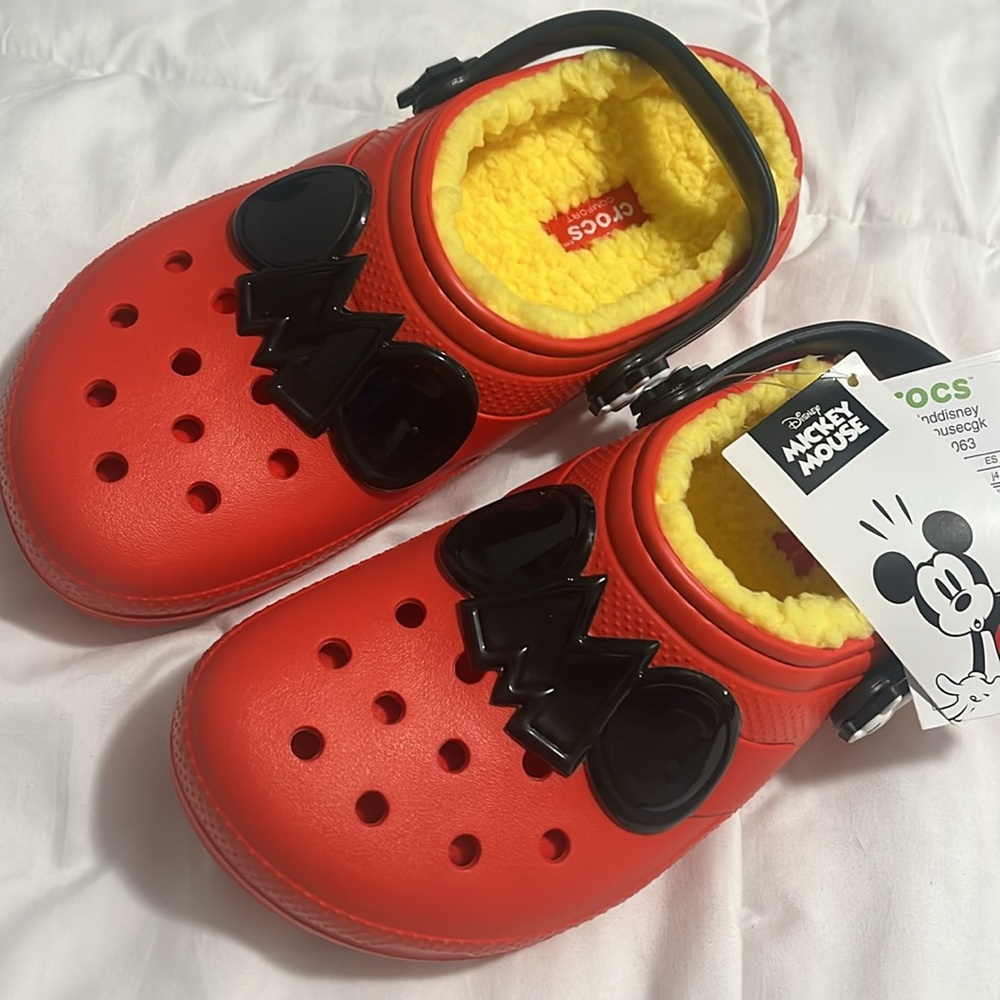 Mickey Mouse Crocs Classic Lined  Youth Size 4/ converts to  women’s 5.5